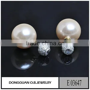 Imitation White Gold Plated Stud Earrings Wholesale Freshwater Pearl Jewelry thumbnail-3