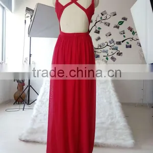 Unique Back Design Fashion Ladies Evening Wear Floor Length Long Dress Chiffon New Style thumbnail-1