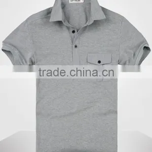 Printed Polo Shirts, Clothes, Grey Pocket Polo T-shirt, thumbnail-1