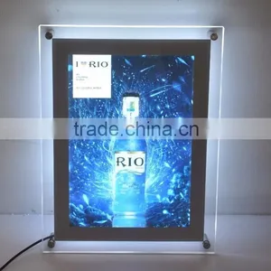 Hot Sales Advertising Acrylic Slim Light Box Crystal Solar Powered Led Display thumbnail-1