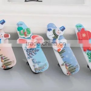 Christmas Hair Clip With Snowman and Glove Ornament Funny Kids Alligator Hair Clip thumbnail-1