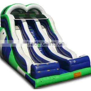 Jumpfun Blue and Green and White Double Drop Fall Inflatable Water Slide thumbnail-3
