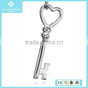 Open Heart Key Charm Pendant in Sterling Silver thumbnail-2