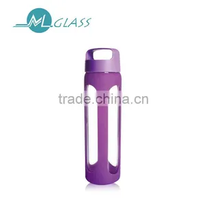 2016 Color Sports Glass Foldable Water Bottle With Silicone Sleeve 550ml thumbnail-3