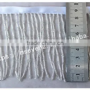 High Quality 9.5cm Width Nylon Handmade Beaded Custom Ribbon Fringes thumbnail-6