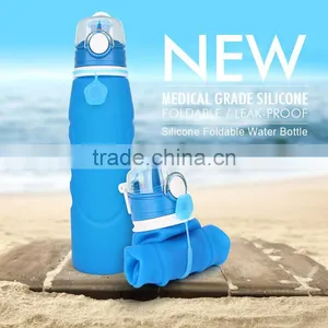 BPA Free Flexible Collapsible Silicone Water Bottle With PP Cover thumbnail-1