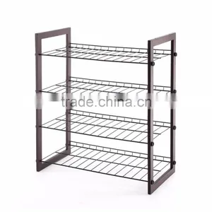 Vivinature 12-pair Shoe Rack Black Steel Wire With Wood Frame thumbnail-4
