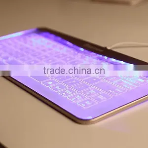 Newest Fashion Glass Touch LED Backlit Universal Wired Keyboard Transparent Glass LED Touch Keyboard thumbnail-2