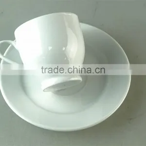 Wholesale White 200ml Ceramic Porcelain Coffee Cup and Saucer thumbnail-2