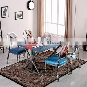 Quality European Antique Metal Upholstered Dining Chair QL-T851 thumbnail-6
