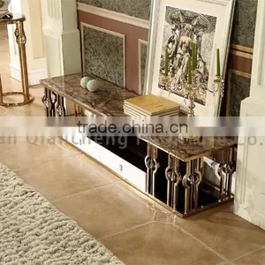 Luxury Stone Top Modern Iron TV Stand thumbnail-6