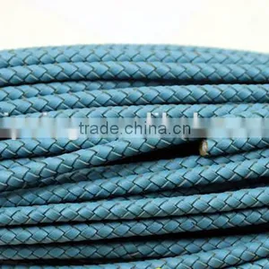 5mm Round Real Braided Leather Cord Various Color for Option for Making Jewelry Bracelet thumbnail-2