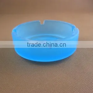 Blue Frosted Glass Ashtray thumbnail-1