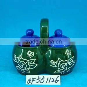 Promotional 2pcs Ceramic Canister Set With Spoon thumbnail-3