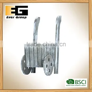 Wood Fence Cart Wheels Garden Planter Flowers Pots thumbnail-6