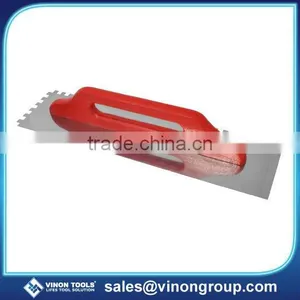 Professional Stainless Steel Notched Trowel, Jumbo Wooden Handle Trowel, Plastering Trowel thumbnail-1