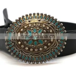 Antique Looking Fashion Hot Sale Embellished Buckle for Belts, Zinc Alloy Material Buckle With Paint Injection and Rhinestones thumbnail-6