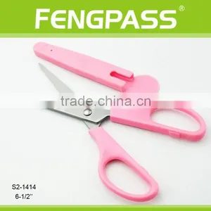 S2-1414 6-1/2" 2CR13 Stainless Steel ABS Plastic Handle Paper Cutting Stationery Scissors With Plastic Cap thumbnail-1