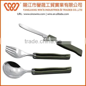 A21-S005-2S Stainless Steel Foldable Travel Cutlery Set With Plastic Handle Chips thumbnail-2