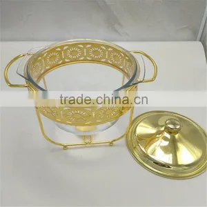 4L Wholsale Restaurant Hotel Supplies Chafing Dish, Gold Glass Buffet Stove thumbnail-1