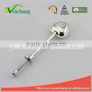 WCTS192 Good Quality Stainless Steel Tea Tools Tea Strainer Tea Infuser Heart Shape Long Handle Push-open Style Durable thumbnail-1