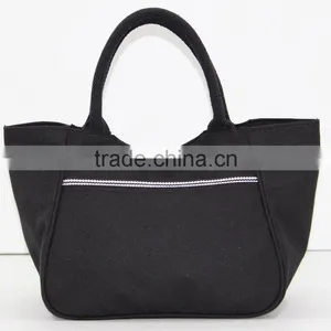 Canvas Fabric Handbag With Padded Rope Handle & With Magnet Button Closure thumbnail-1