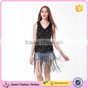 New Design Clothing Manufacturers Beaded Tassels Top For Women thumbnail-1
