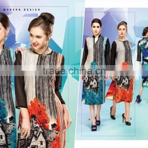 Flower House Digital Printed Poly Designer Georgette Tops thumbnail-1