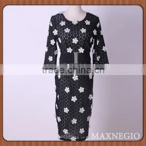 Women Fit Slim 3/4 Sleeve Slim Waist Line Summer Floral Cotton Print Pencil Dress thumbnail-1