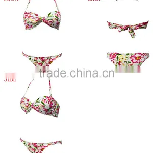 Wholesale Flower Sublimation Printed Slim Fit Bikinis Woman Swimwear thumbnail-6