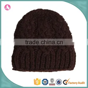 Ladies Wool Yarn Winter Beanies Knitted Custom Beanie Hat thumbnail-1
