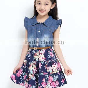 Zm35612a Wholesale Girl Clothing Manufacturer Summer Jeans Dress thumbnail-3