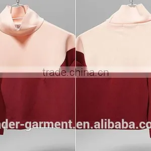 Custom Sweatshirt, Turtleneck Sweatshirts, Color Contrast Sweatshirt Women thumbnail-3