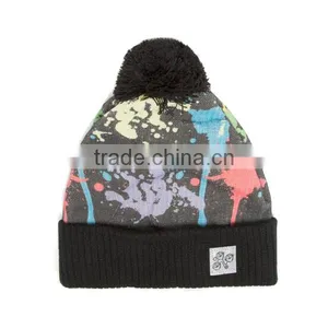 Wholesale Colorful Fancy Heat Sublimation Custom Printed Fabric Knit Beanie thumbnail-5