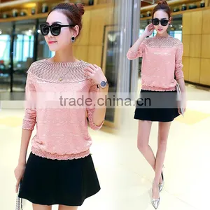 Walson Women Fashion Hollow Out Women Top Mesh Long Sleeve Women Blouse thumbnail-2