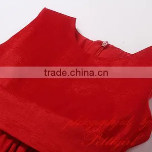 Hot Selling Red Girls Dresses Decorated With Big Flower Fashion Solid Kids Vestido Wholesale Child Wear thumbnail-2