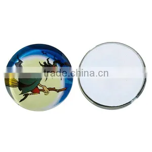 Wholesale Round Flatback Multicolor Halloween Witch Besom Pattern Transparent 20mm Glass Dome Seals Cabochons thumbnail-3