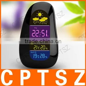 YGH-392 LED Color Display Cobblestone Indoor and Outdoor Temperature and Humidity Weather Clock Bell thumbnail-1