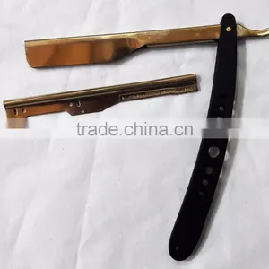 Barber Shaving Razor With Gold Blade With Balck Handle thumbnail-1