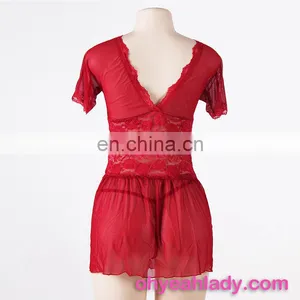 Includ G String Red Mature Lingerie Sexy Babydoll thumbnail-6