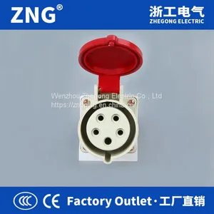 Surface Mount Industrial Socket 32A 5Pin 3P+N+PE, Stationary Industrial Socket IP44 32A 3-phase-5-wire thumbnail-2