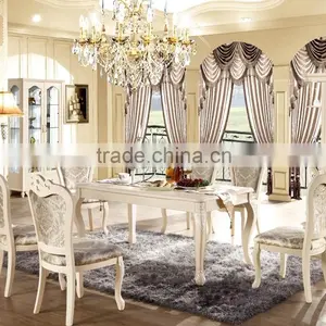 Hot Sale Hight Quality 6 Seater Wooden Dining Table Set Antique Dining Table in Wihite thumbnail-1