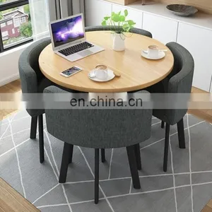 China Factory Luxury Saving Place Coffee Table Sets Leisure Modern Round 4 Seaters Dining Tables thumbnail-2