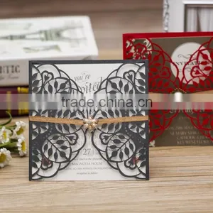 Latest Western Style Hollow Luxury White Laser Cut Wedding Invitations thumbnail-3