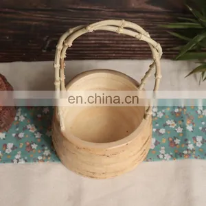 Luxury Wood Bowl Handmade Serving Tray Snack Food Fruit Wooden Dishes Plates Set for Dry Fruits Round Bamboo Root Hand Basket thumbnail-3