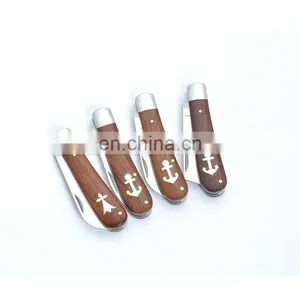 Floding Pocket Knife Stainless Blade With Wood Handle thumbnail-1