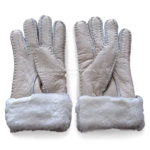 Winter Gloves Real Australia Sheepskin Ladies Sheepskin Leather Gloves for Women thumbnail-1