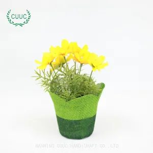 Burlap Fabric Plant Pot for Planter Jute Flower Pot Cover thumbnail-5