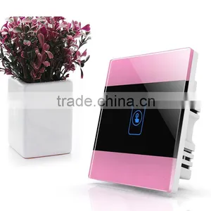 Pink 1Gang Crystal Glass Panel Touch Smart Home Wall Switch thumbnail-1