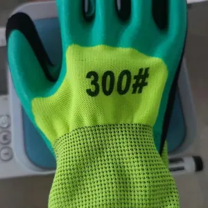 Yellow Polyester 13 Gauge Knitted Foamed Latex Palm Double Coated and Fingers Coated Breathable Work Gloves thumbnail-3